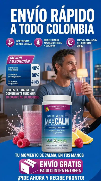 MAX CALM® Bebida Relajante de Magnesio, reduce el cortisol